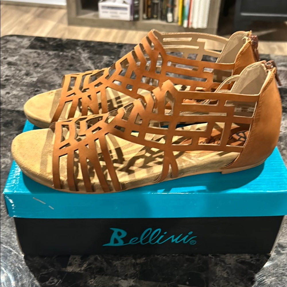 Bellini Tan Cutout Sandals